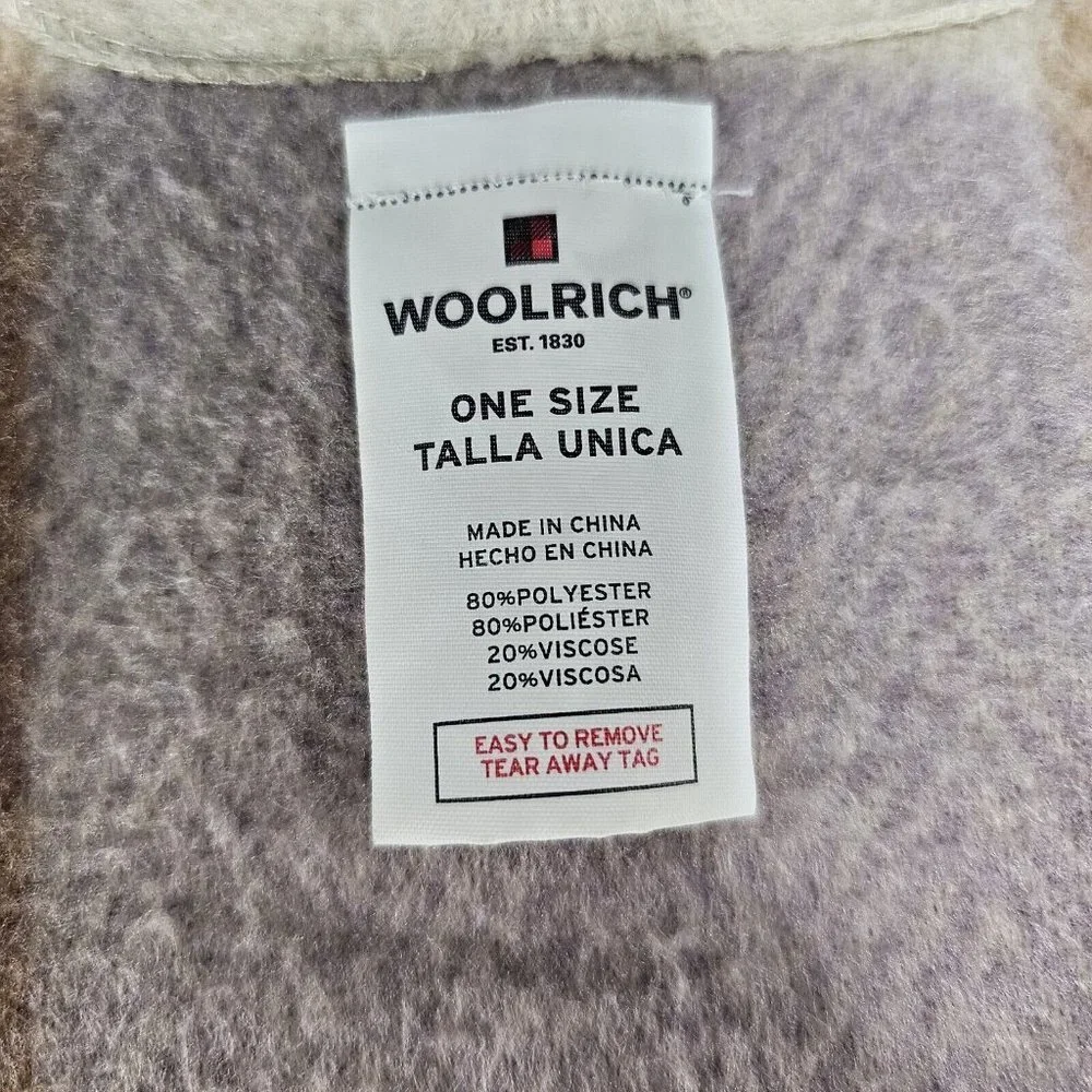 Woolrich Multicolor Plaid Rectangular Fringe Cozy Blanket Wrap One Size Gray Tan